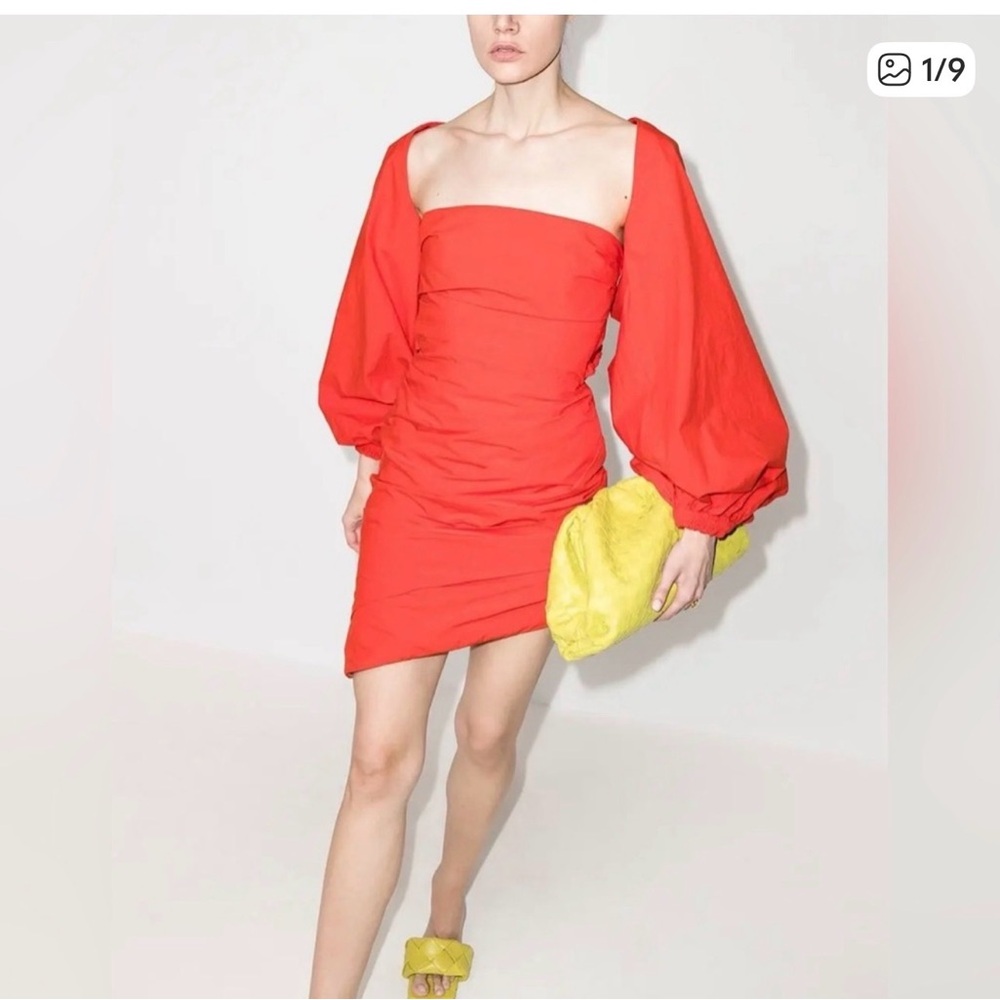 Johanna Ortiz Red Mini Dress with Yellow Accents